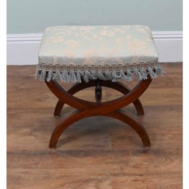 Wood Regency Style X Frame Stool in Mahogany For Sale - Image 7 of 7