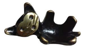 Mid-Century Modern Brass Cat Candle Holder Att. To Walter Bosse