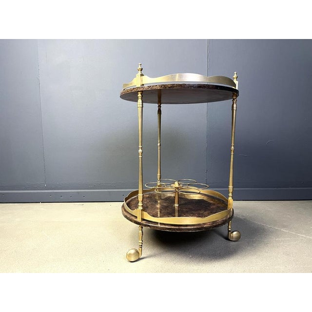 Italian Lacquered Goatskin Serving Bar Cart from Aldo Tura, 1960s For Sale - Image 10 of 12