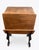 Antique school desk with wood seat and desk and embellished metal siding / chair legs.