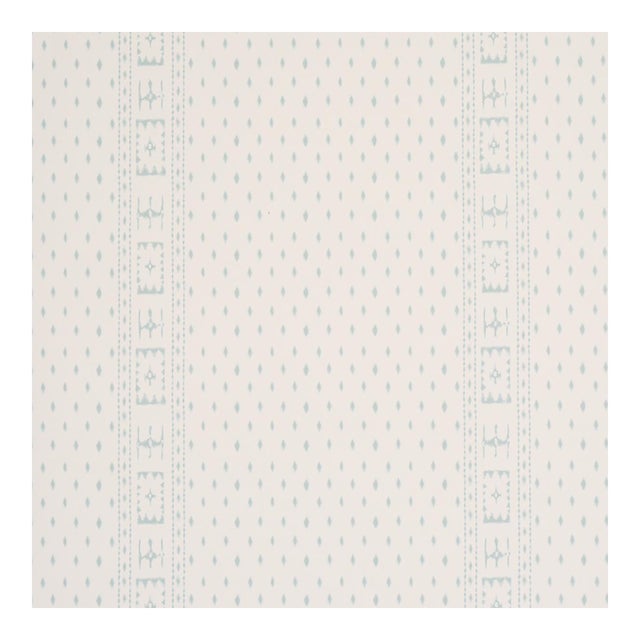 Schumacher Indah Batik Wallcovering in Aqua For Sale
