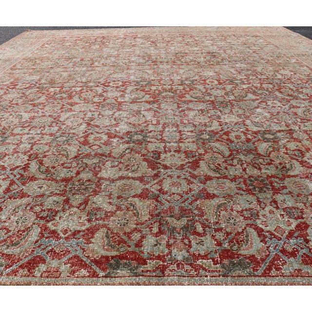 Antique Persian Sultanabad Rug With Refined Allover Pattern Soft Red 10'0 X 13'0 For Sale - Image 4 of 12