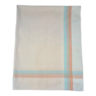 1980s Pastel Pinstripe and Plaid Cotton Tablecloth For Sale