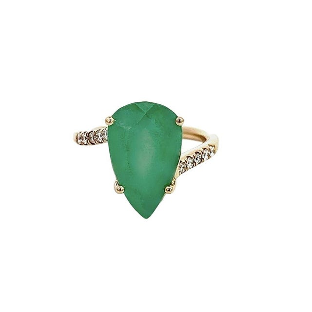 Natural Emerald Diamond Ring Size 7 14k Y Gold 7.17 TCW Certified For Sale - Image 14 of 16
