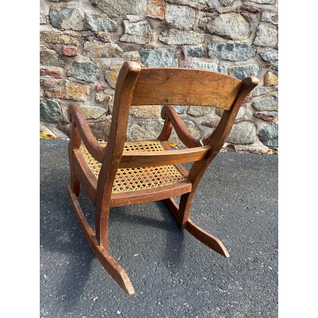 Antique Child’s Cane Seat Rocking Chair, Circa 1900 For Sale - Image 4 of 5