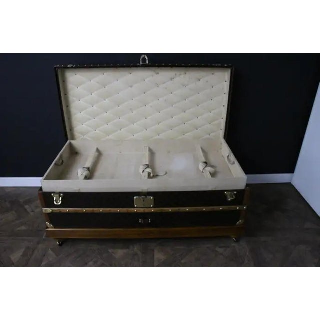 Brown Steamer Trunk in Stenciled Monogram, 1920s For Sale - Image 8 of 18