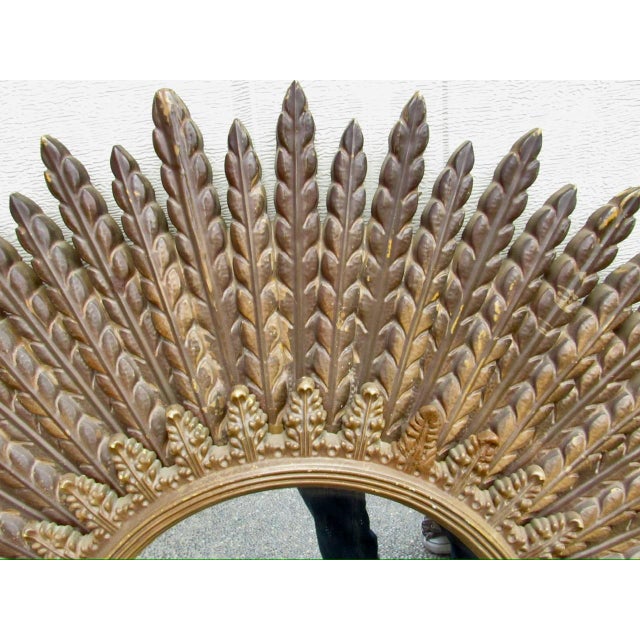Goldenrod Vintage Sunburst Mirror For Sale - Image 8 of 14