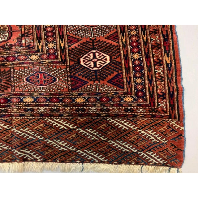 Antique Turkmen Tekke Main Rug in Red, Black & Beige For Sale - Image 4 of 11