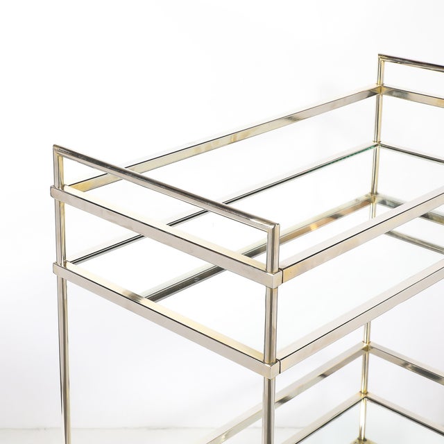 Mid-Century Modern Two-Tier Bar Cart in Antiqued Nickel Finish For Sale - Image 18 of 18