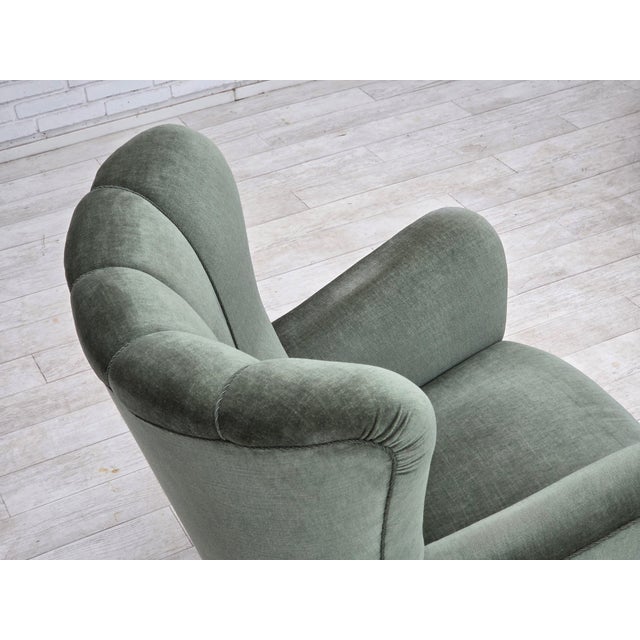 Danish High-Back Relax Chair in Velour and Ash, 1960s For Sale - Image 10 of 18