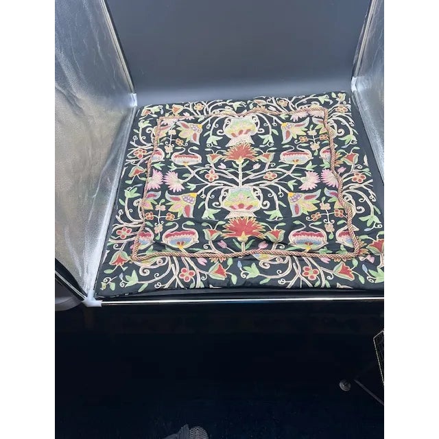 2010s Custom Made Crewel Pillow Covers- Set of 4 For Sale - Image 5 of 12