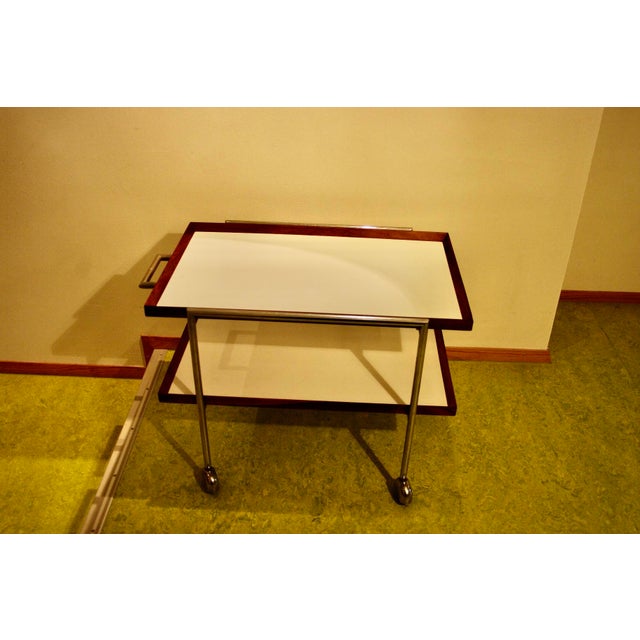 Metal Bar Cart by Poul Norreklit for E Pedersen& Son, Denmark, 1960s For Sale - Image 7 of 9