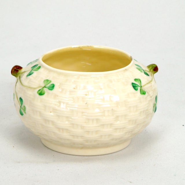 Belleek Shamrock Basketweave Irish Tea Serving Set 6th Green Mark For Sale - Image 11 of 18