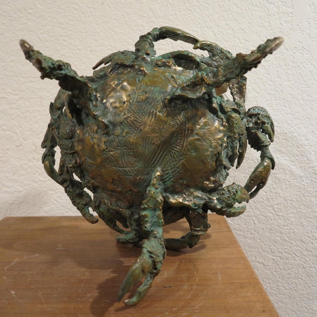 William Sharles Original Polychrome Bronze Sculpture Crab Bowl Dragonfly, Signed and Numbered For Sale - Image 4 of 10