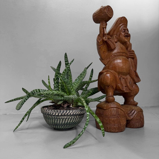 Mid-Century Modern Japanese Wooden Daikokuten Figure, 1960 For Sale - Image 3 of 12
