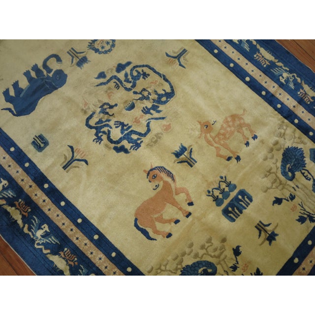 Early 20th Century Chinese Antique Pictorial Animal Elephant Rug For Sale - Image 5 of 6