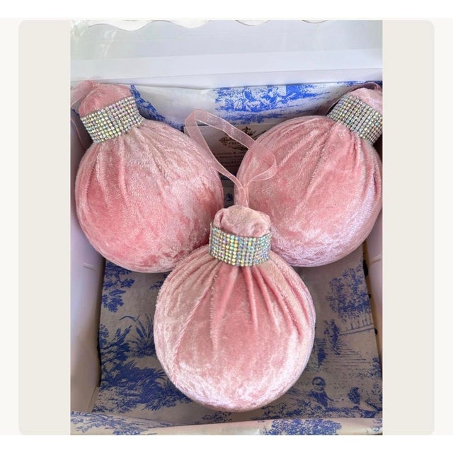 Elevate your holiday decor with this exquisite, handcrafted set of three plush Christmas bauble ornaments. Meticulously...