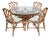 4 Vintage Rattan Style Side Chairs, Cane Seats With Green/White Cushions For Sale