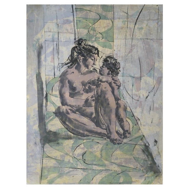 Hans Erni, Mère et enfant, Lithograph on Paper, Framed For Sale