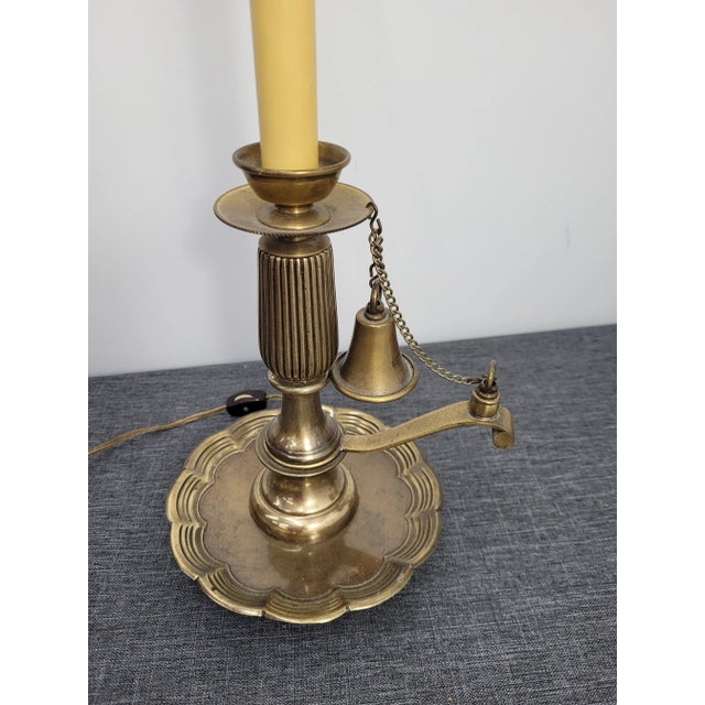 Brass Vintage 1970s Frederick Cooper Brass Candlestick Table Lamp with Bell For Sale - Image 8 of 9