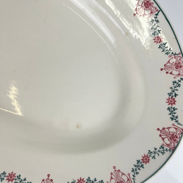 Early 20th Century Oval Platter with Pink and Green Garland Pattern from Longwy For Sale - Image 10 of 12