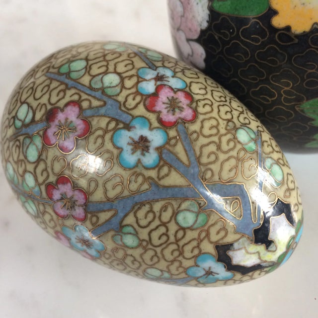Chinese Chinoiserie Cloisonné Enamel Eggs Set of 4 Chairish