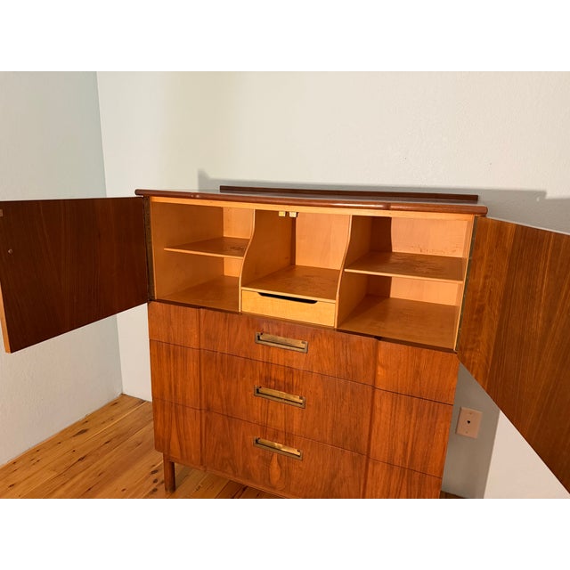 1960s John Widdicomb Mid Century Walnut Highboy Dresser For Sale In West Palm - Image 6 of 7