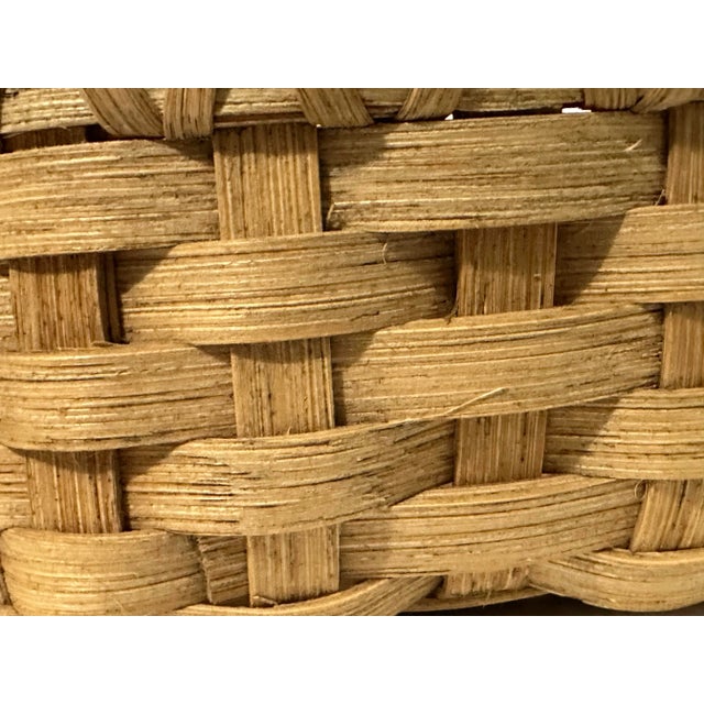 Vintage 1980s Small Woven Wicker Light Natural Colored Napkin Basket For Sale - Image 9 of 11