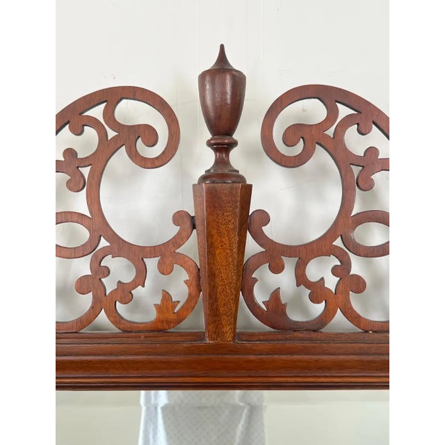 Baker Furniture Company Baker Georgian Chippendale Carved Mahogany Wall Mantel Mirror Fretwork Crest For Sale - Image 4 of 11