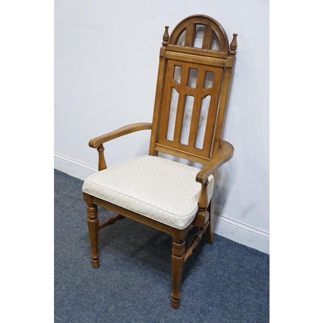 Bassett Bassett Furniture Centuria Collection Solid Pecan Mediterranean Style Dining Arm Chair 429-42-480 For Sale - Image 4 of 10