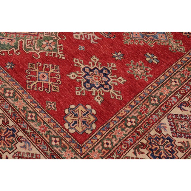 Rustic Super Kazak Red/Beige Wool Rug - 8'9'' X 11'8'' For Sale - Image 4 of 10