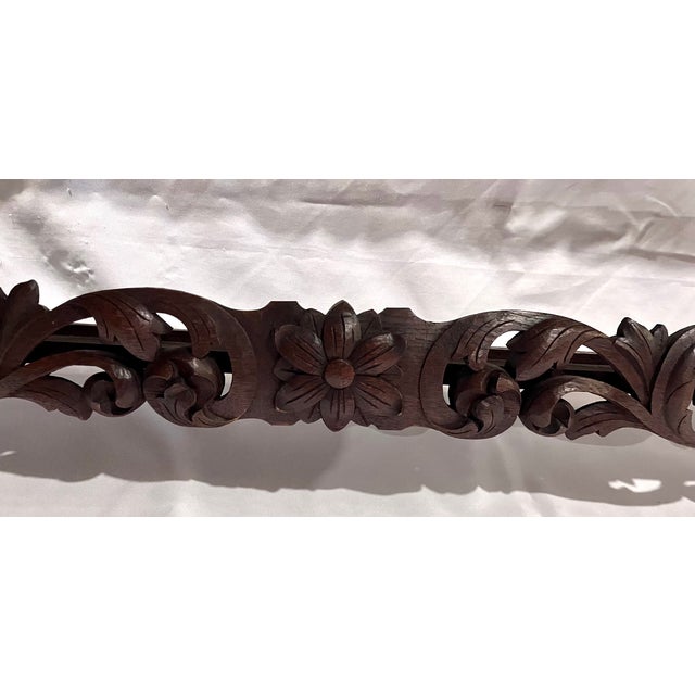 Antique Late 1800s Belgian Carved Oak Plate Rack – Griffin 55" Wall Shelf For Sale - Image 13 of 18
