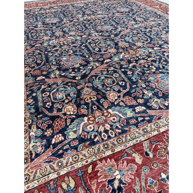 Textile Navy Persian Ferahan Design Hand-Knotted Wool Rug, 08'02 X 09'11 For Sale - Image 7 of 10