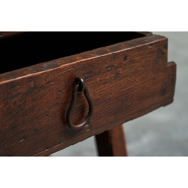 Gold Antique Primitive Side Table with Drawer in Wood and Wrought Iron For Sale - Image 8 of 11