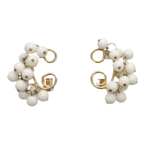 Vintage Hattie Carnegie White Dangle Clip Earrings - 2 Pieces