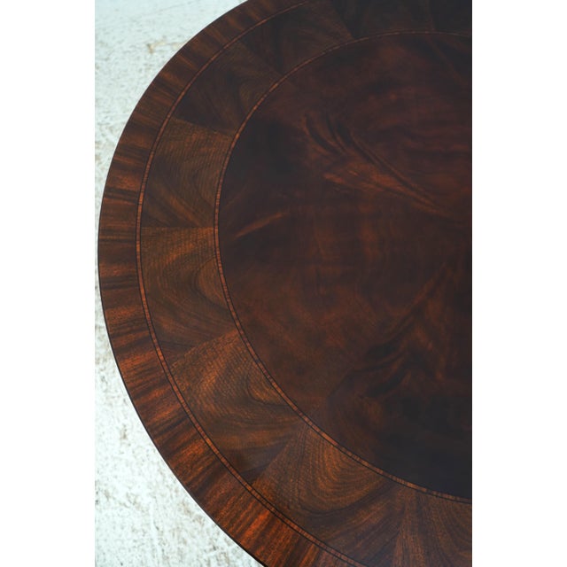 1980s Henkel Harris Round Mahogany Inlaid Cocktail Table For Sale - Image 5 of 13