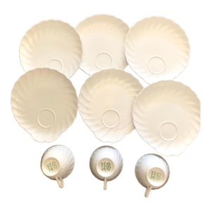 1960s Whitecliffe Collection by Tuscan- Royal Tuscan Fine Bone China Wedgwood Group 9 Pieces China Set/ Tea Cup and Snacks Plates, Made in England