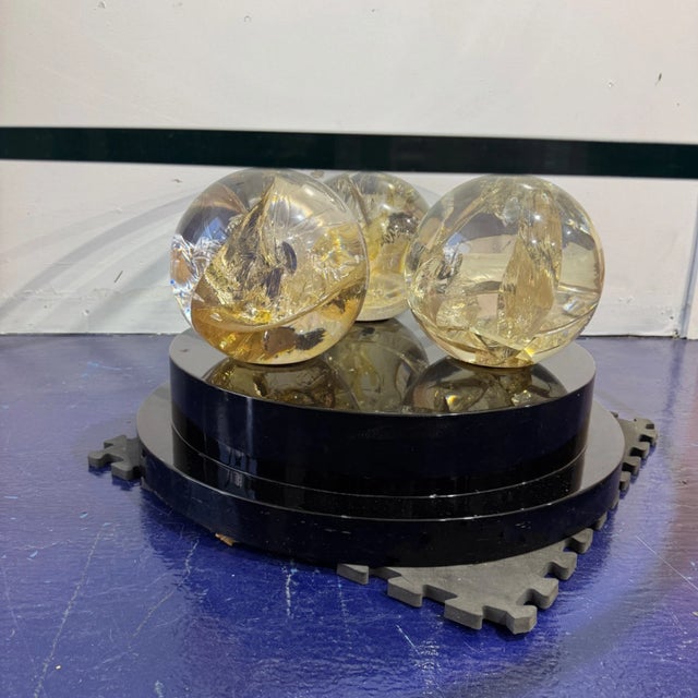 1970s Triple Spherical, Fractured Resin Coffee Table After Pierre Giraudon For Sale - Image 12 of 17