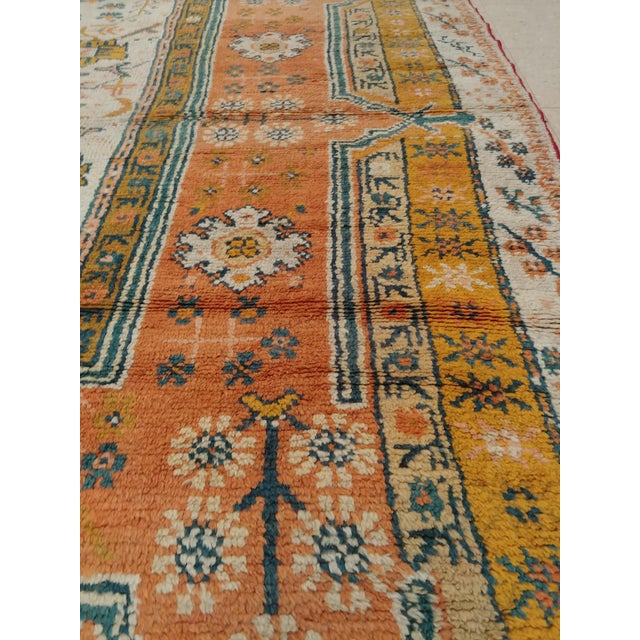 Late 19th Century Antique Oushak Carpet, Oriental Rug, Handmade Ivory, Muted Orange, Soft Saffron For Sale - Image 5 of 18