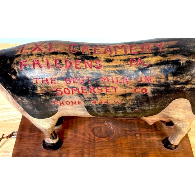 Folk Art Advertising IXL Creamery, 1944, Hand Carved Milk Cow Prize/ Trade Sign For Sale In West Palm - Image 6 of 12