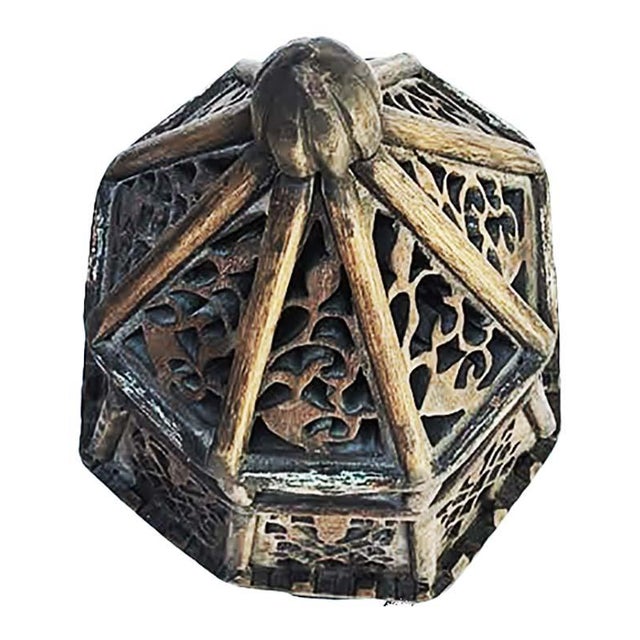 Tall Moroccan Style Carved Wood Standing Candle Cabinet Floor Stand For Sale In Las Vegas - Image 6 of 8