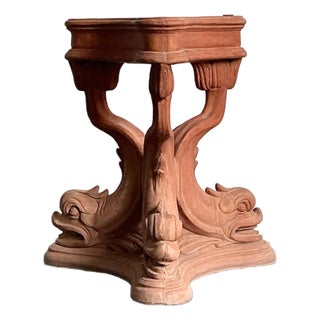 Vintage Cast Concrete Koi Table Pedestal For Sale