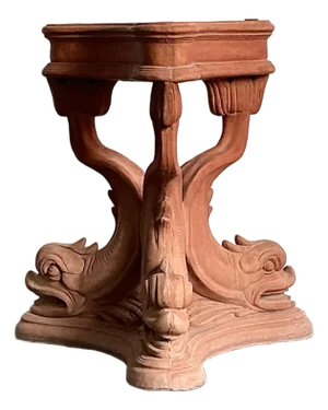 Vintage Cast Concrete Koi Table Pedestal