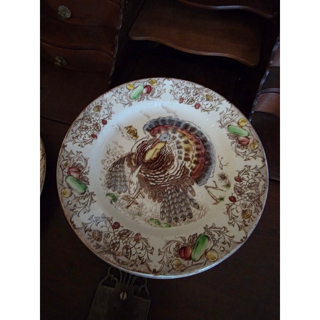 Ceramic Vintage Turkey Dinner Plates - 4 pcs For Sale - Image 7 of 8