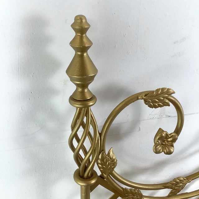Vintage Hollywood Regency Gilt Metal Trellis Headboard-Queen For Sale - Image 12 of 12