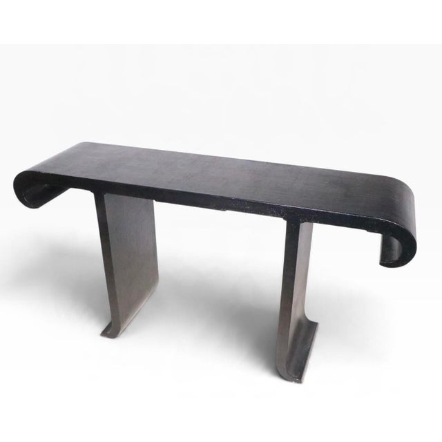 Chic Chinese Style Grass Cloth Alter Console Table c.1970’s For Sale - Image 12 of 18