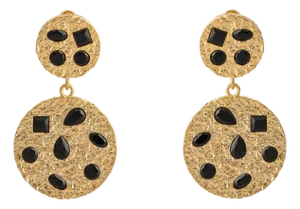 Celestial Harmony Black Onyx Gold Earrings, A Pair