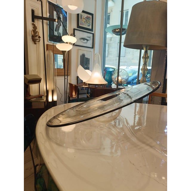 Glass Large Hat-Shaped Centrepiece Plate in Clear Murano Glass, Italy, 1960s For Sale - Image 7 of 9