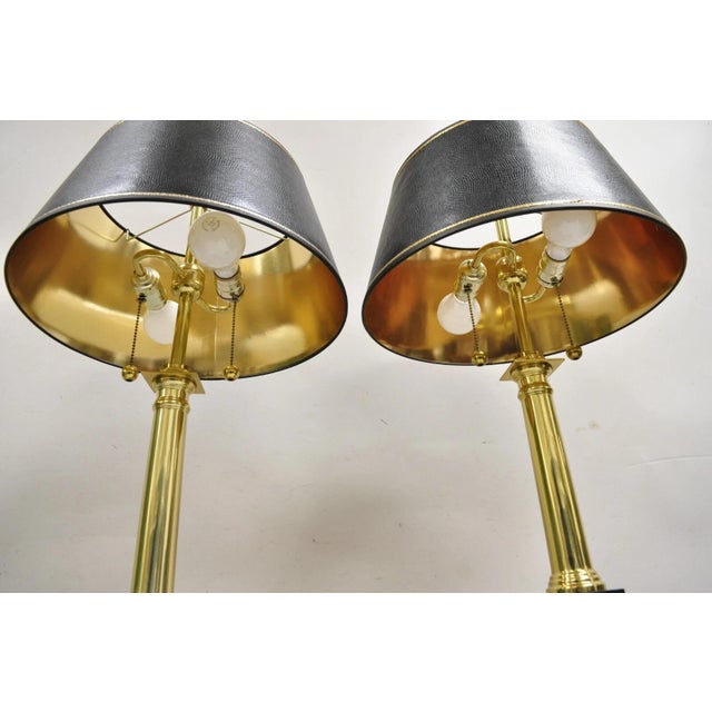 Metal Vintage French Empire Brass & Italian Black Marble Column Table Lamps - A Pair For Sale - Image 7 of 12