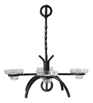 Brutalist Cast Iron Candle Chandelier, 1950
